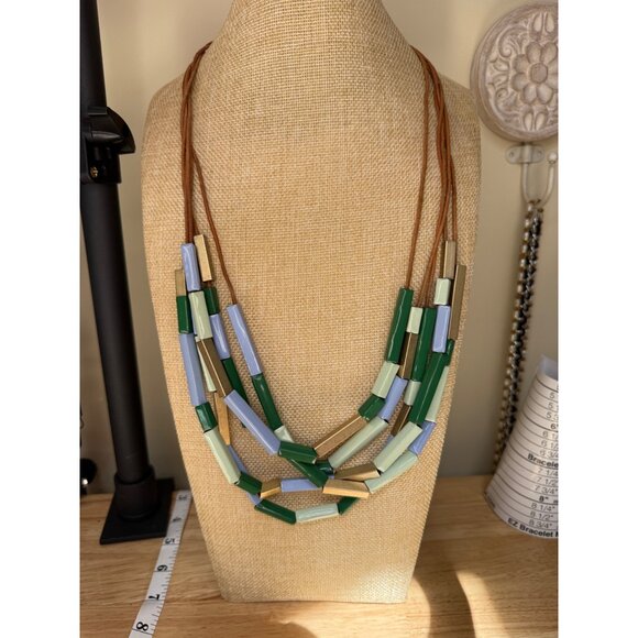 Kate Spade Saturday New York Beaded Confetti Statement Necklace W/ Leather Cord - Picture 3 of 16